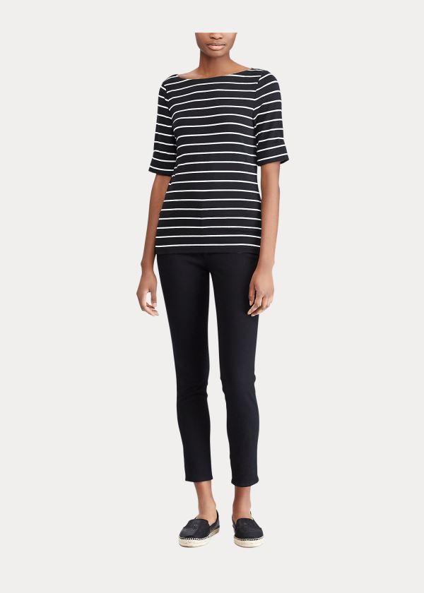 Ralph Lauren Striped Boatneck Top Dame Danmark (KOBRT7302)